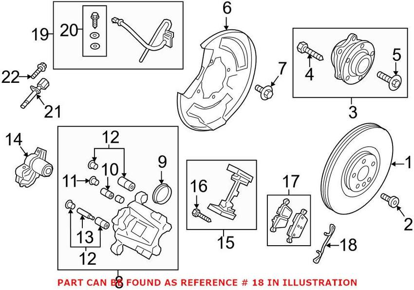 Disc Brake Caliper Anti Rattle Spring Rear Genuine Volvo 30666833